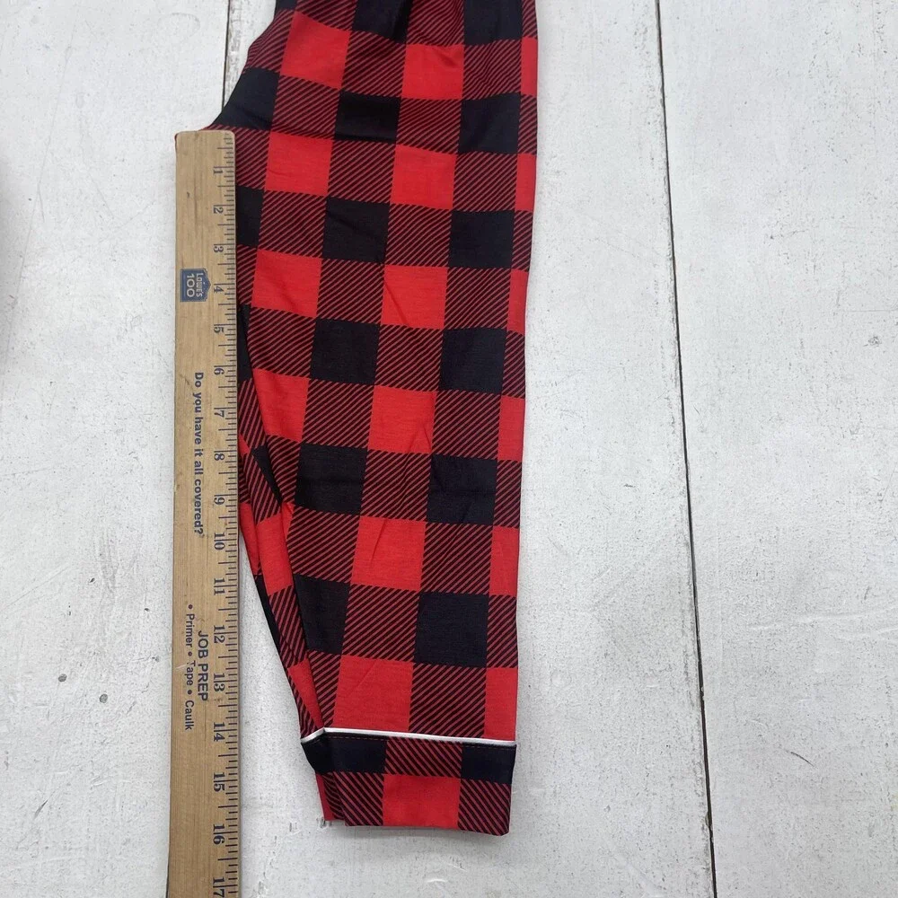 Buffalo Plaid Pajama Set Kids 4-5Y Red Jersey Button Front 2 Piece Sleepwear